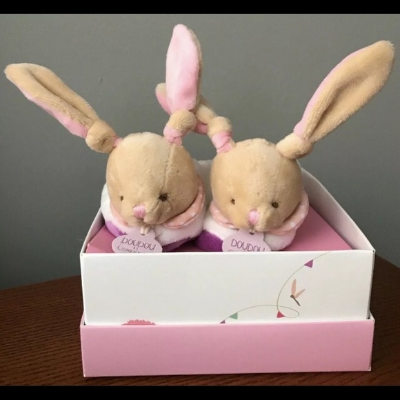 Other - Doudou Et Compagnie Paris Bunny Baby Bootie Slippers Soft Fur Crib Shoes 3M